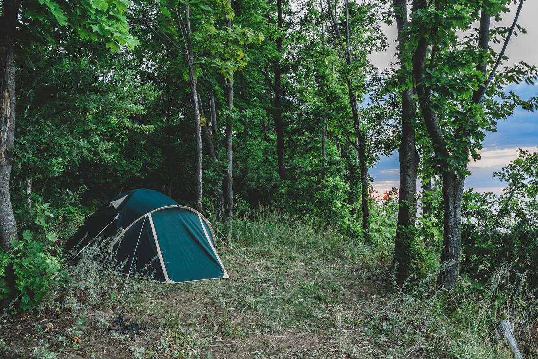 Camping in woods